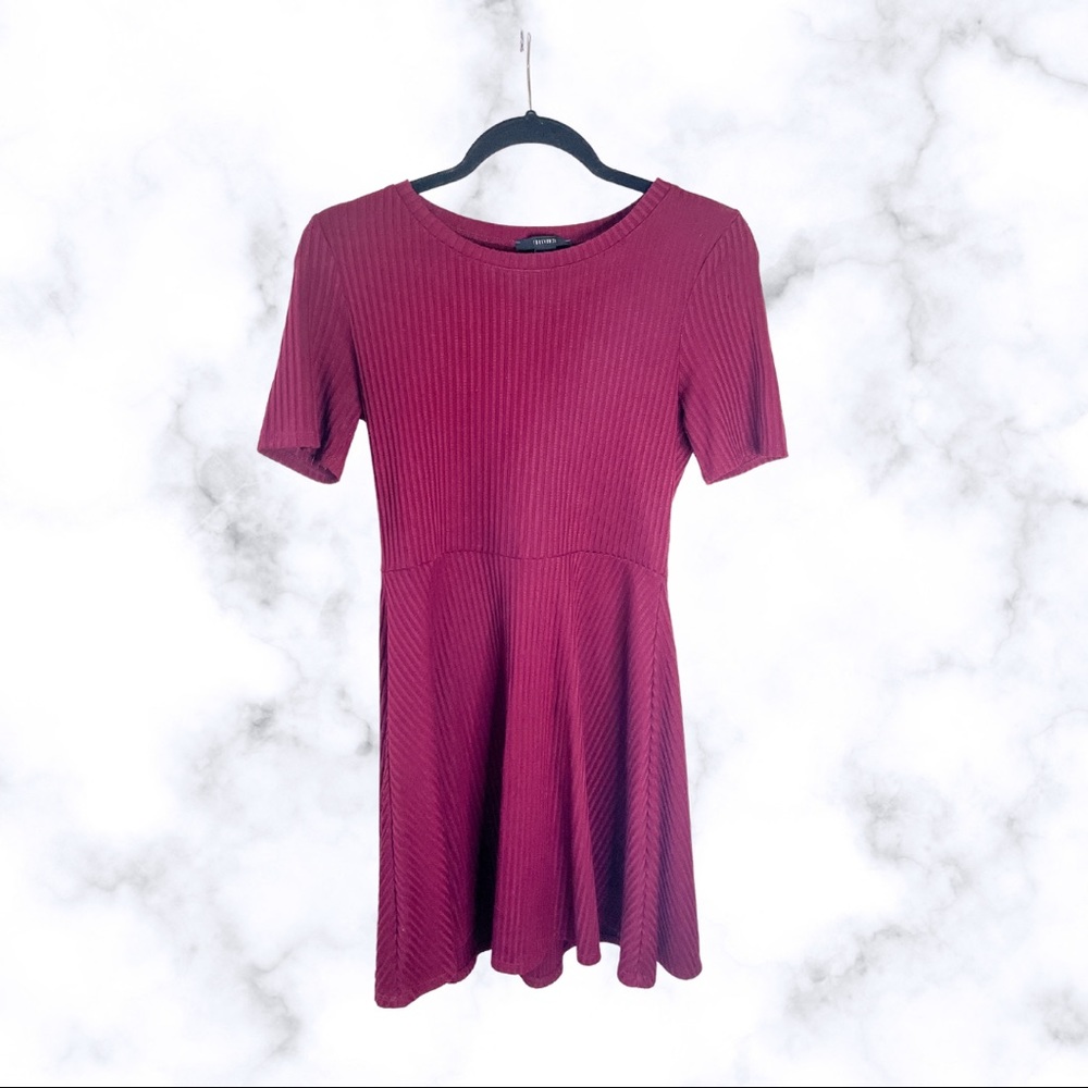 Maroon Fit and Flare Dress